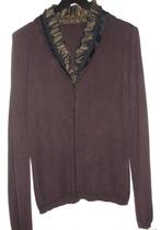 Donkerbruin vest met zwart bronzen glanzende kraag M, Ophalen of Verzenden, Zo goed als nieuw, Maat 38/40 (M), Zwart