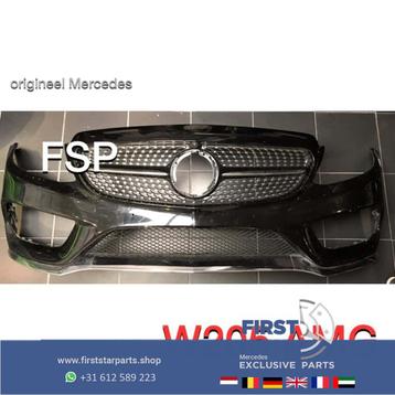 C205 C43 AMG Voorbumper Mercedes C Klasse 2014-2019 zwart +  beschikbaar voor biedingen
