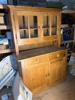Oude grenen buffetkast met glas of commode, Huis en Inrichting, Gebruikt, 100 tot 150 cm, Ophalen of Verzenden, Met lade(s)