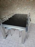 Tafel graniet in rvs, Tuin en Terras, Ophalen, Zo goed als nieuw, Rechthoekig, Rvs