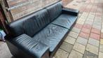 Bank zwart lederen, Ophalen, Zo goed als nieuw