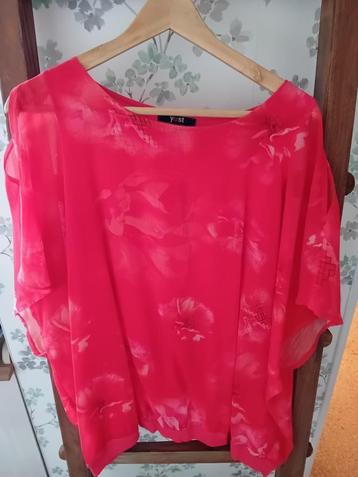Yest zomer tuniek korte mouw rood bloemen 46 tailleband beschikbaar voor biedingen