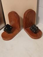 Vintage Boekensteunen met  Leren Dobbelsteen, Ophalen of Verzenden