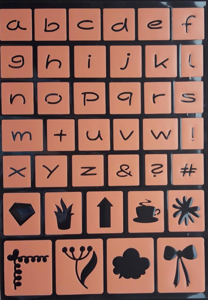 Stencil stickers A4 letters en figuren 01 oranje NIEUW, Hobby en Vrije tijd, Kaarten | Zelf maken, Nieuw, Overige typen, Overige thema's