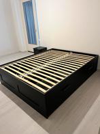 IKEA Brimnes bedframe met lades en lattenbodem 160x200 ZGAN, Ophalen, Verstelbaar, Zwart, Tweepersoons
