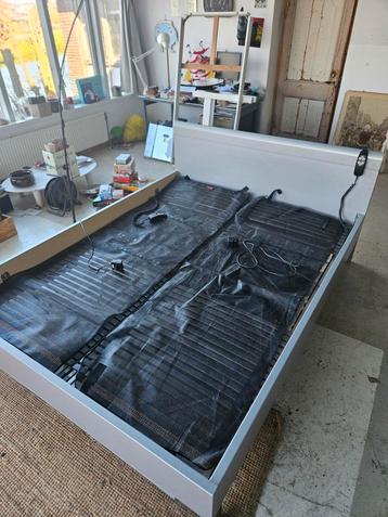 2 persoons elektrische boxspring, grijs, 160x200