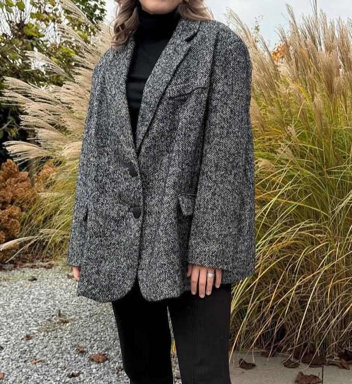 LUMINA oversized blazer zwart gemeleerd mt TU, Kleding | Dames, Jasjes, Kostuums en Pakken, Nieuw, Jasje, Zwart, Verzenden