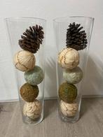 2 Vazen met Decoratie, Huis en Inrichting, Woonaccessoires | Vazen, Ophalen, Overige kleuren, 50 tot 75 cm, Glas