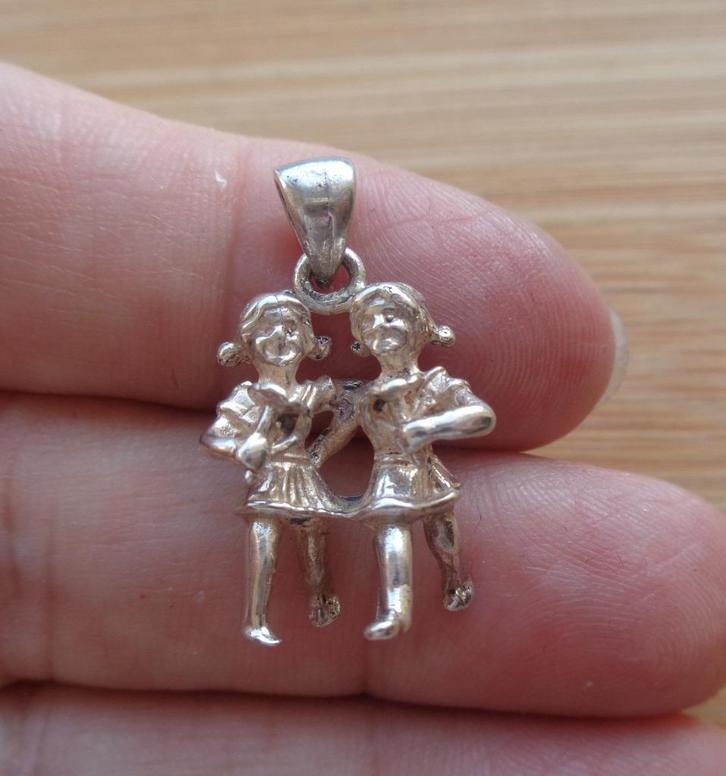 zilveren 3D hanger sterrenbeeld tweeling [805], Sieraden, Tassen en Uiterlijk, Kettinghangers, Zo goed als nieuw, Zilver, Zilver