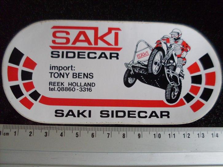 sticker saki sidecar Tony Bens reek zijspannen, Verzamelen, Stickers, Zo goed als nieuw, Merk, Verzenden