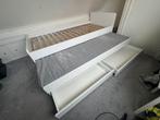 SLÄKT logeer bed met onderbed en opberger, wit, 90x200 cm, Ophalen, 90 cm, Eenpersoons, Wit