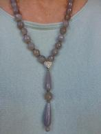 CHALCEDOON Collier met Pampel en tussenstuk Zirkonia NIEUW, Verzenden, Nieuw, Steen of Mineraal, Met edelsteen