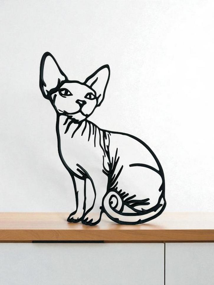 Minimalistische Sphynx Kat Decoratie, cadeau idee, Huis en Inrichting, Woonaccessoires | Wanddecoraties, Nieuw, Ophalen of Verzenden