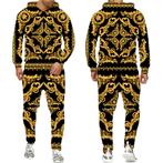 Heren barok joggingpak 1 zwart goud luxe trainingspak gouden, Verzenden, Nieuw