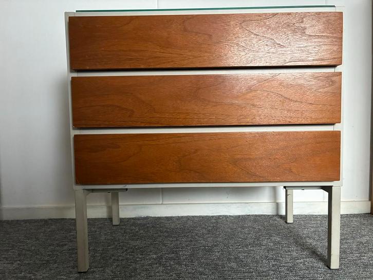 Retro ladekastje jaren '70, Huis en Inrichting, Kasten | Dressoirs, Gebruikt, Minder dan 50 cm, 25 tot 50 cm, Met lade(s), Glas