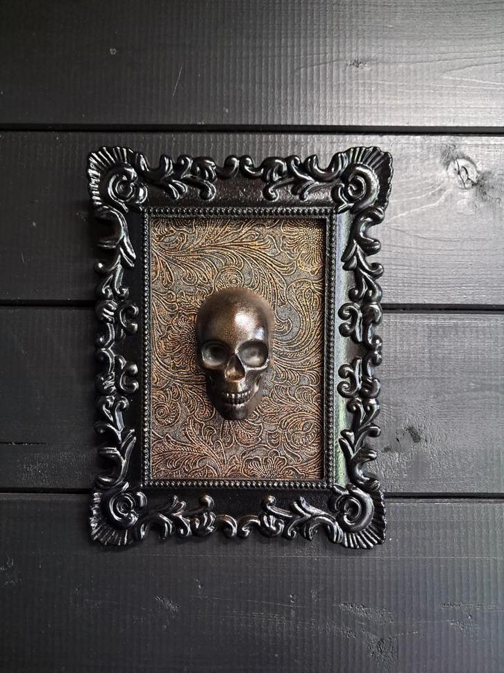 Barok skull schilderij silly art, Verzamelen, Beelden en Beeldjes, Nieuw, Ophalen of Verzenden