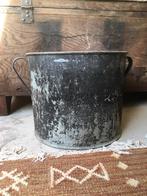 Zinken pot, Tuin en Terras, Bloempotten, Gebruikt, Rond, Ophalen of Verzenden, Metaal