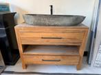 Houten badkamermeubel met Stenen Wastafel, Huis en Inrichting, Ophalen, Gebruikt, 100 tot 150 cm, 100 tot 150 cm