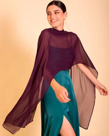 Feversave elegante grote chiffon overlaag stola bordorood beschikbaar voor biedingen