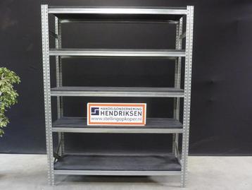 Fraaie stelling / boekenkast / wandmeubel zwart hout + staal beschikbaar voor biedingen