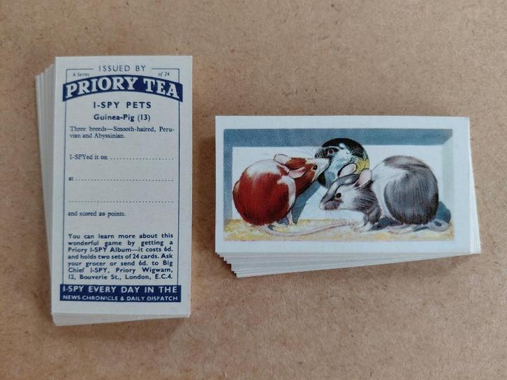 I-Spy Pets complete set 24 tea cards huisdieren 1957, Verzamelen, Overige Verzamelen, Ophalen