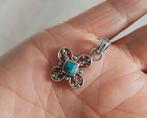 925 zilveren hanger met natuurlijke Koper Turquoise, O.T., Blauw, Nieuw, Ophalen of Verzenden