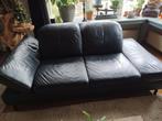 Bank zwart leer, 200cm br, 100cm dp, hoogte 82 of 100cm, Huis en Inrichting, Ophalen, Gebruikt, 150 tot 200 cm, Tweepersoons