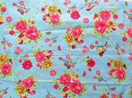 Vintage Quilt Patchwork, Naai, Knutsel stof nr 3130 bloemmot, Hobby en Vrije tijd, Stoffen en Lappen, Blauw, Nieuw, Ophalen of Verzenden