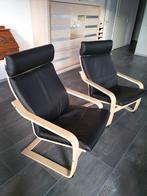 Zgan 2 Ikea stoelen zwart LEER! uit elkaar te halen ., Ophalen, Zo goed als nieuw, 50 tot 75 cm, Hout