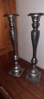 2 ijzeren kandelaars 50 cm, Ophalen of Verzenden, Metaal, 50 tot 75 cm