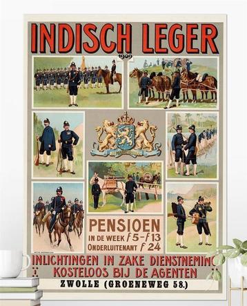 grote Indisch Leger 1909 KNIL Propaganda Poster Affiche beschikbaar voor biedingen