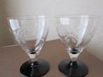 Vijf art deco aperitief glazen - zwarte hyalietvoet -, Verzenden