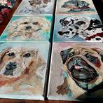 Portret hond ~handgeschilderd ~kleintje kunst ~atelier, Ophalen of Verzenden, Nieuw, Schilderij, Minder dan 50 cm