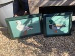 2 schilderijtjes, Ophalen of Verzenden, Gebruikt, Hout, Minder dan 50 cm