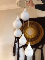 Zeldzame vintage Cascade hanglamp, spage age, 5 bollampen, Huis en Inrichting, Lampen | Hanglampen, Ophalen, Gebruikt, Glas, Vintage, retro, midcentury, spage age