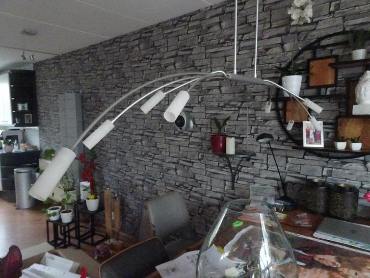 Hanglamp, Huis en Inrichting, Lampen | Hanglampen, Gebruikt, Minder dan 50 cm, Glas, Metaal, Ophalen of Verzenden