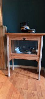 Eiken thee kastje / vitrinekastje, Gebruikt, 50 tot 100 cm, Eikenhout, Antiek