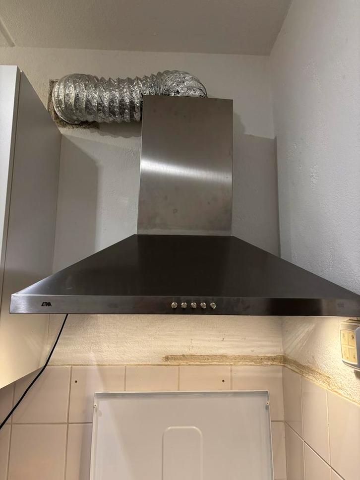 ETNA AP260RVS Afzuigkap - RVS, Witgoed en Apparatuur, Afzuigkappen, Gebruikt, Inbouw, Wandschouwkap, 200 tot 400 m³ per uur, Motor