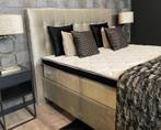 Boxspring Adige velours beige incl. matrassen en topper, Ophalen of Verzenden, Nieuw, Beige