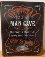 Official Man Cave open 24 hours reclamebord van metaal deco, Huis en Inrichting, Woonaccessoires | Tekstborden en Spreuken, Info@deconoord.nl