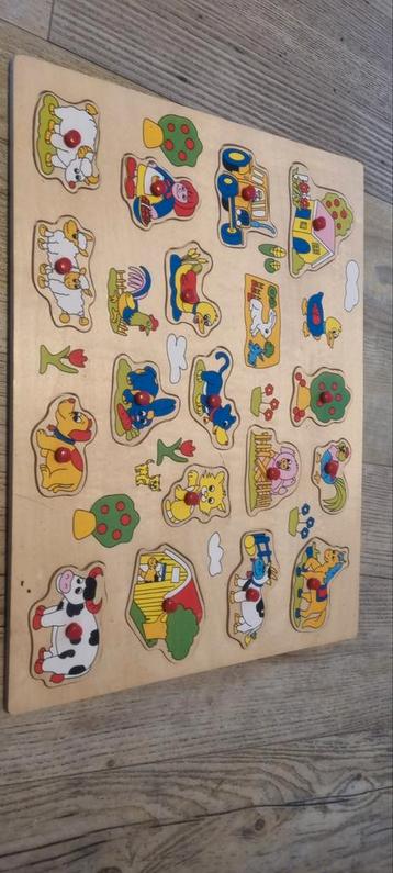 Houten Noppenpuzzel voor peuters boerderij  beschikbaar voor biedingen