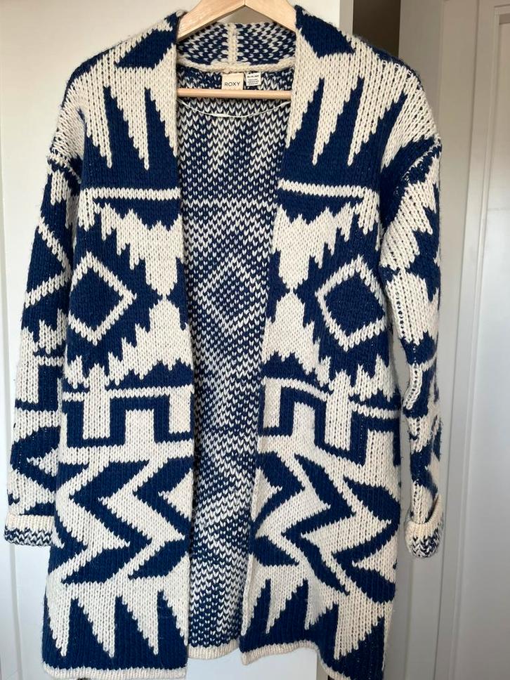 Roxy vest Blauw/ creme mt S/M, Kleding | Dames, Truien en Vesten, Zo goed als nieuw, Maat 38/40 (M), Blauw, Ophalen of Verzenden