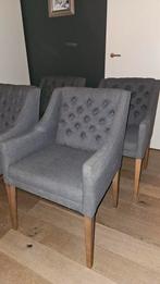 Eetkamerstoel gecapitonneerd, eiken poten, Huis en Inrichting, Stoelen, Ophalen, Gebruikt, Bruin, Vier