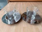 2x Nespresso Koffie Kopje met RVS schotel, Overige materialen, Nieuw, Ophalen of Verzenden, Overige stijlen