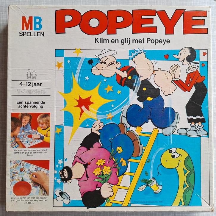 Popeye Klim en Glijspel - MB Spellen uit 1979, Hobby en Vrije tijd, Gezelschapsspellen | Bordspellen, Gebruikt, Een of twee spelers