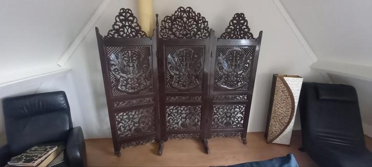Antiek Houten Kamerscherm met Snijwerk, Huis en Inrichting, Woonaccessoires | Kamerschermen, Gebruikt, Ophalen