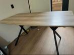 Houten eettafel met metalen poten, Ophalen, Gebruikt, 100 tot 150 cm, Vijf personen of meer