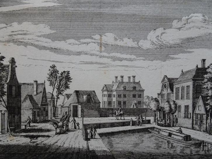 Kopergravure Gezicht op Halfweg Haarlem A. Rademaker 1728, Antiek en Kunst, Kunst | Etsen en Gravures, Verzenden