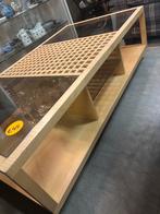 Tafel op wielen met glazen blad, Huis en Inrichting, Ophalen, Gebruikt, 50 tot 100 cm, Glas