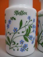 4x vintage melkglazen voorraadpotjes voor kruiden, Ophalen of Verzenden, Zo goed als nieuw